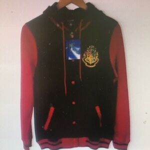 Red and Black Hooded Jacket with Crest